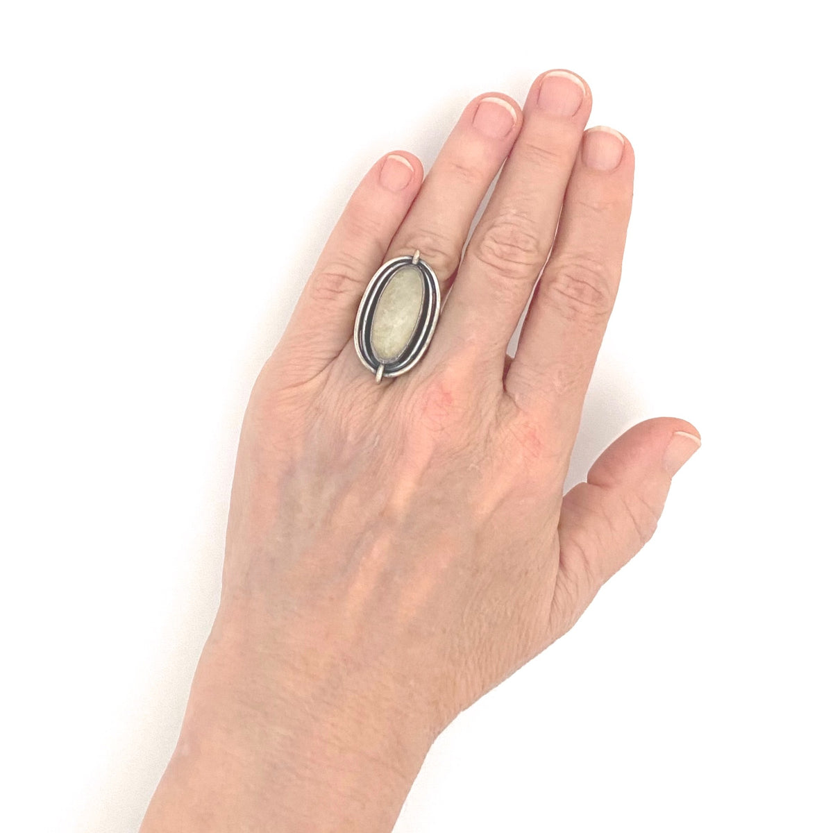 scale ORNO Poland vintage silver agate large ring Polish Modernist jewelry design