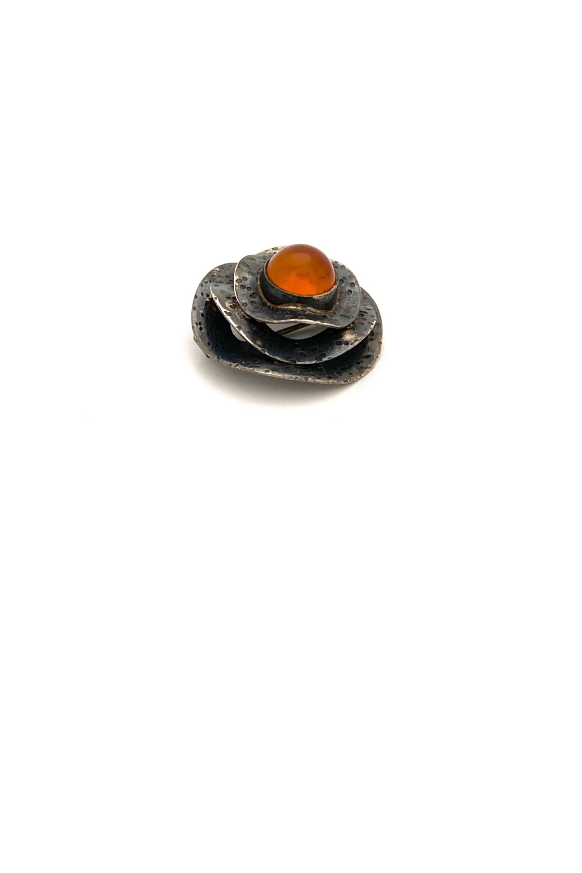ORNO Poland vintage silver amber brooch Polish Modernist jewelry design