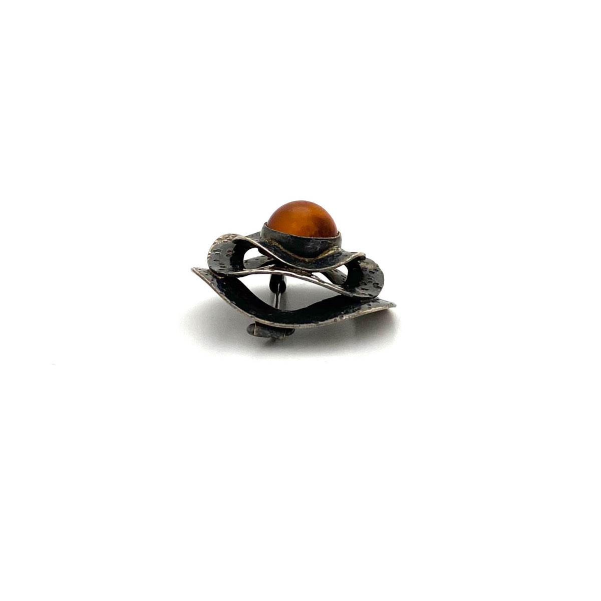profile ORNO Poland vintage silver amber brooch Polish Modernist jewelry design