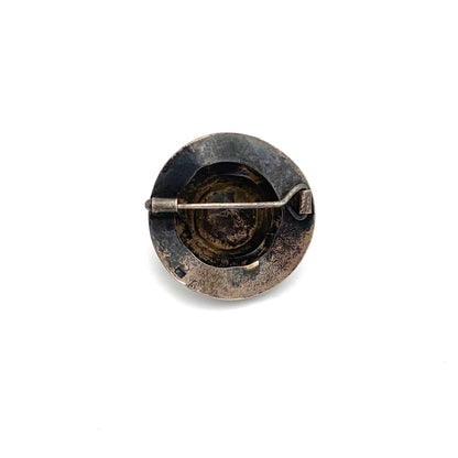 ORNO textured silver & amber brooch