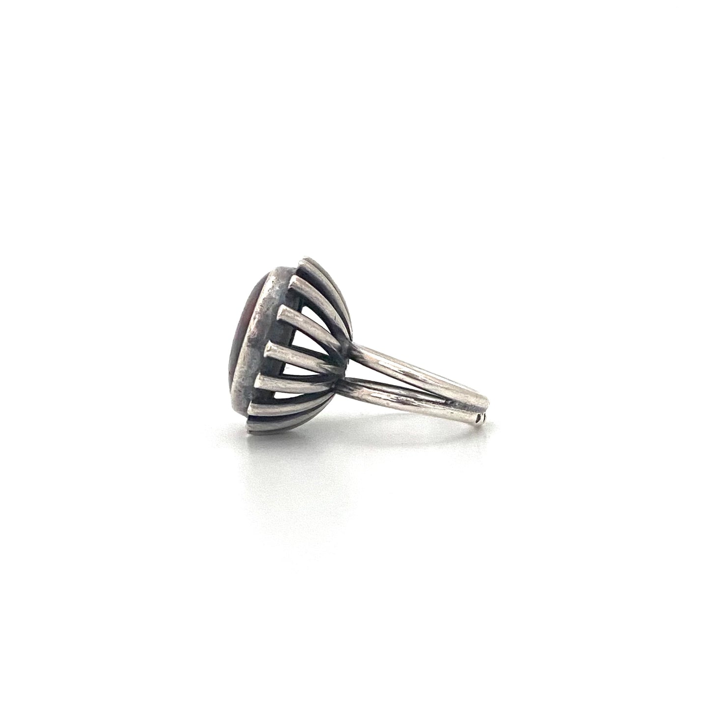 profile ORNO Poland vintage silver amber large ring Modernist jewelry design