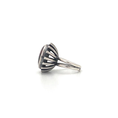 profile ORNO Poland vintage silver amber large ring Modernist jewelry design