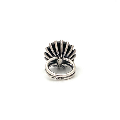 ORNO large silver & amber ring ~ Modernist design