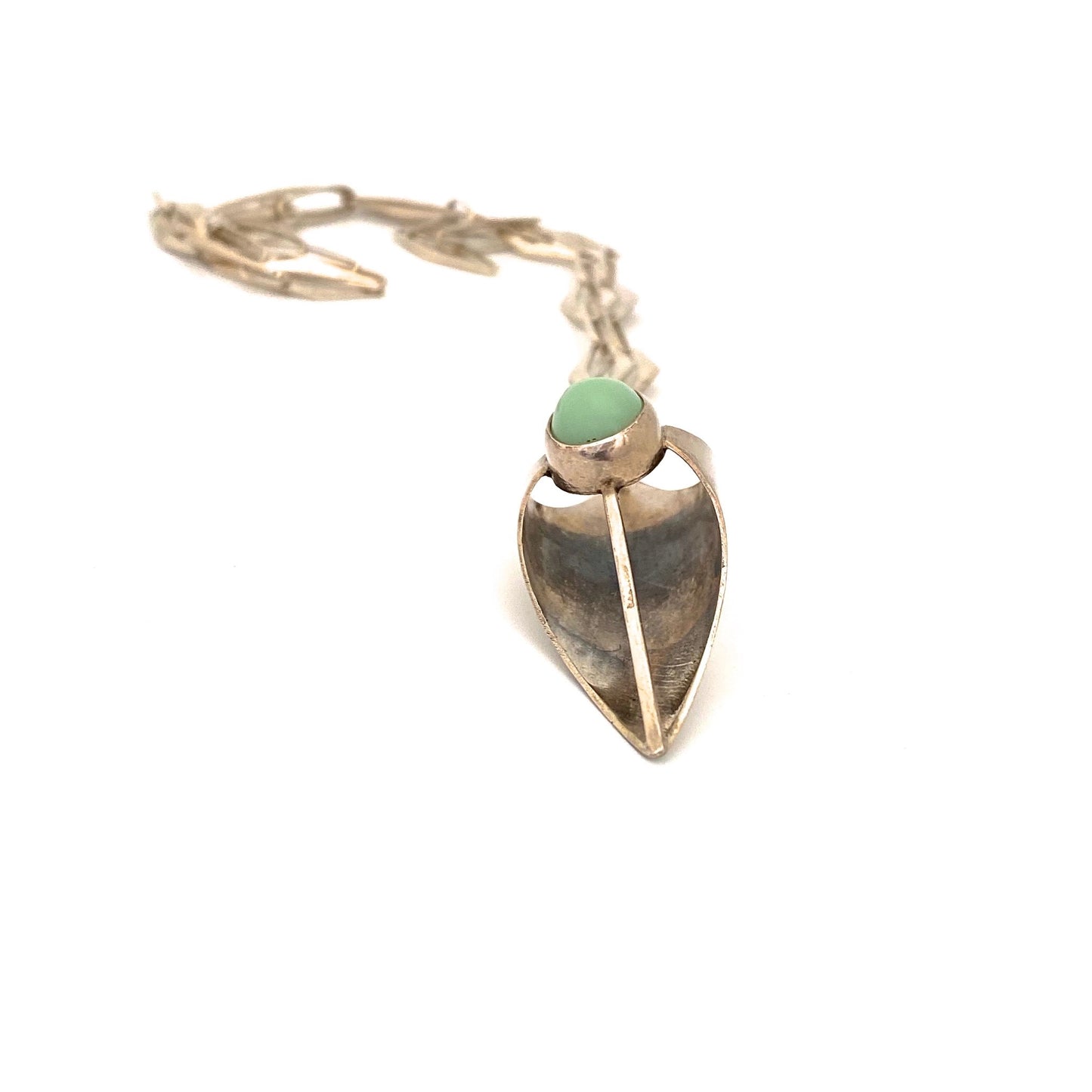 ORNO large silver & pale chrysoprase pendant necklace