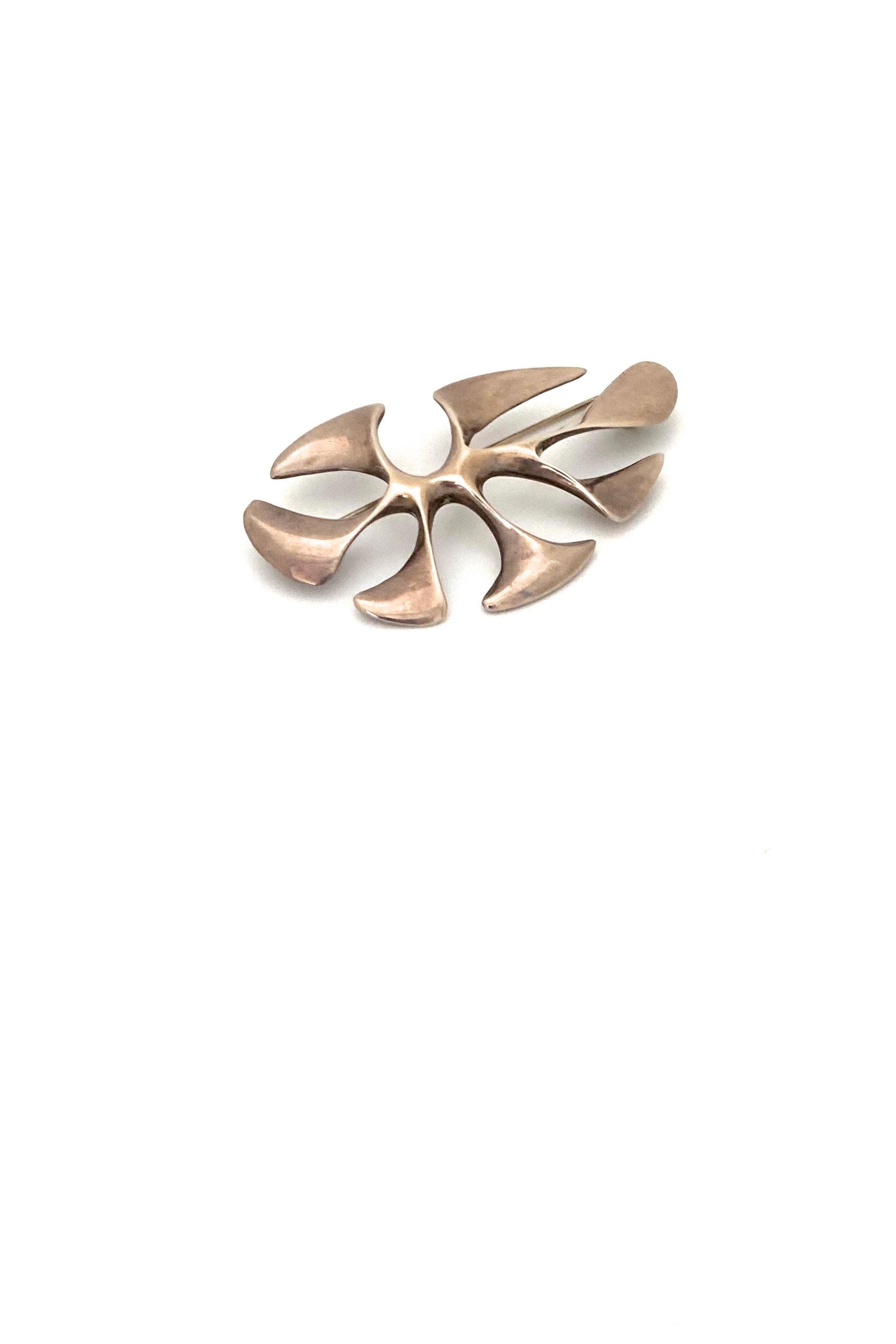 Olaf Skoogfors Usa vintage silver large biomorphic brooch American Modernist jewelry design
