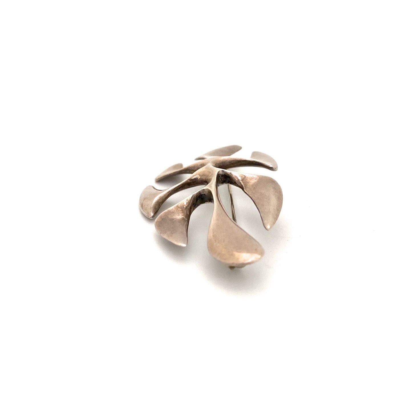 profile Olaf Skoogfors Usa vintage silver large biomorphic brooch American Modernist jewelry design