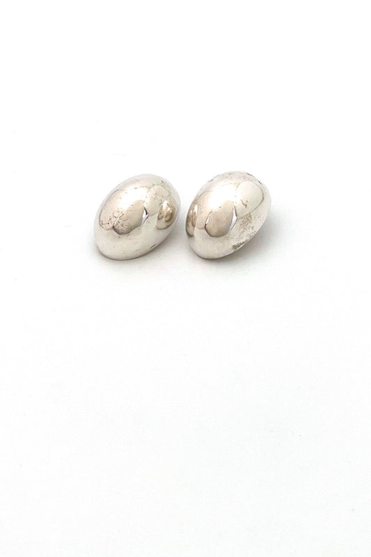 Patricia von Musulin USA vintage silver large oval dome earrings ear clips