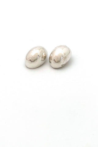 Patricia von Musulin USA vintage silver large oval dome earrings ear clips