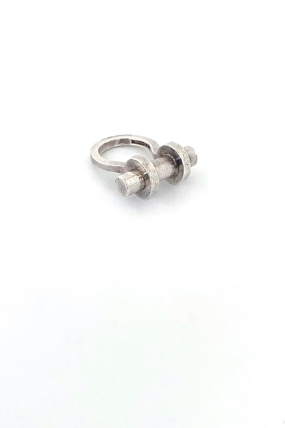 Pekka Piekainen Finland vintage silver heavy ring 1974 Scandinavian Modernist jewelry design