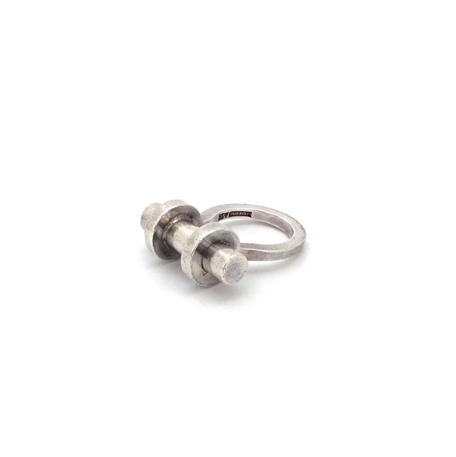 detail Pekka Piekainen Finland vintage silver heavy ring 1974 Scandinavian Modernist jewelry design