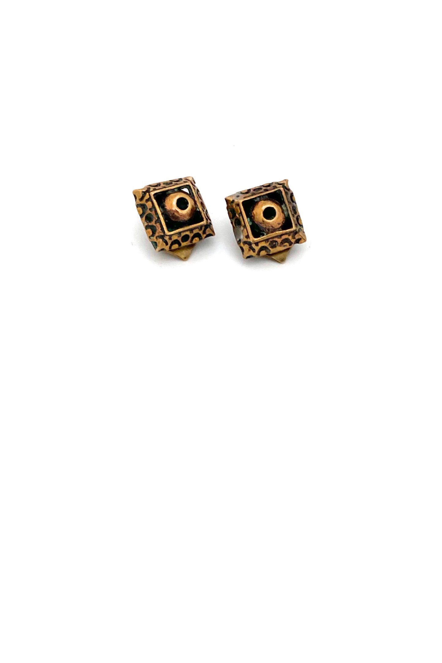 Pentti Sarpaneva Finland vintage bronze ear clips Scandinavian Modernist jewelry design