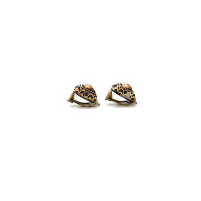profile Pentti Sarpaneva Finland vintage bronze ear clips Scandinavian Modernist jewelry design
