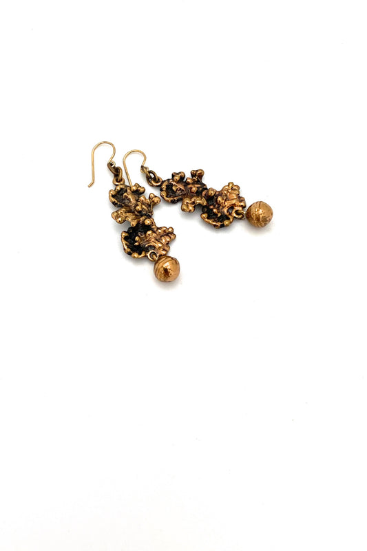Pentti Sarpaneva Finland vintage bronze kinetic drop earrings Scandinavian Modernist jewelry design