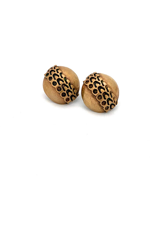 Pentti Sarpaneva Finland vintage bronze large earrings screwback Scandinavian Modernist jewelry design