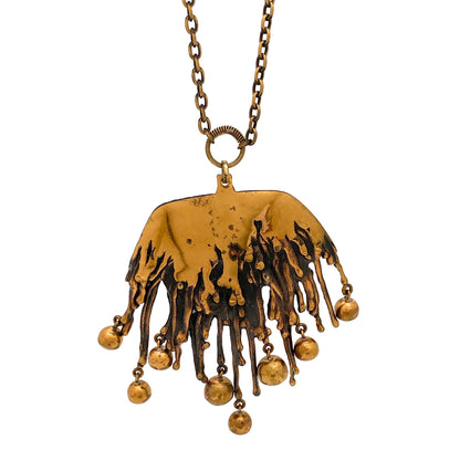 Pentti Sarpaneva bronze kinetic fringe pendant necklace ~ large version