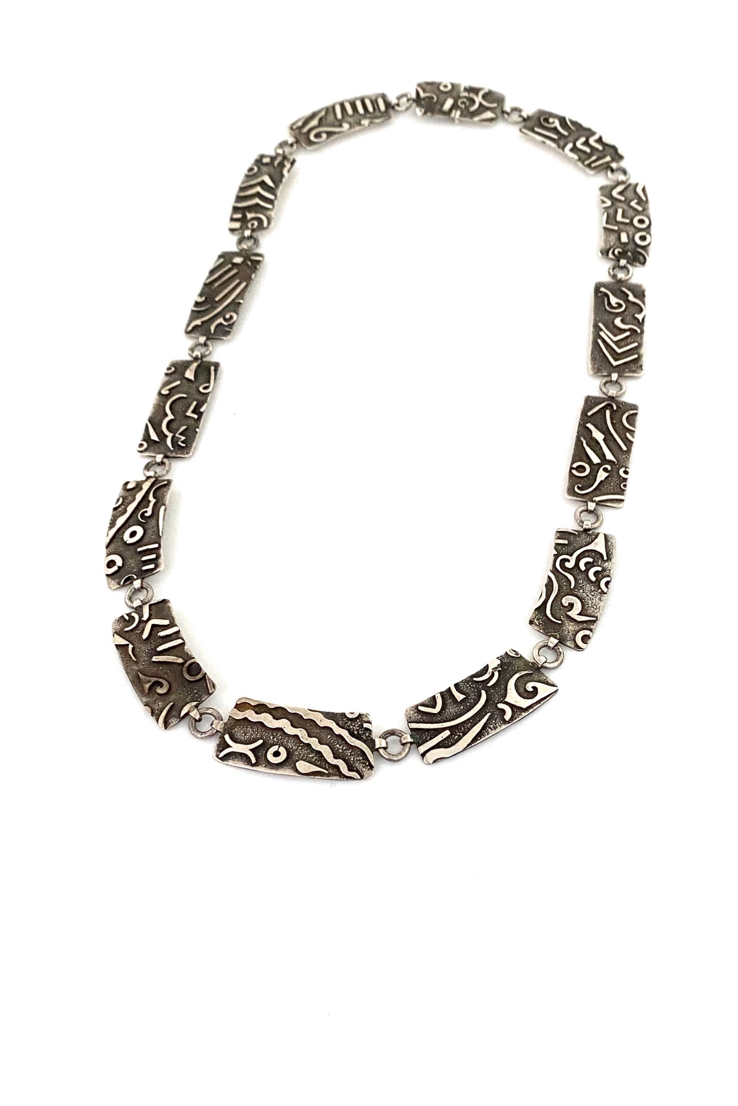 Peter Lawrence Canada vintage silver wide link postmodern necklace Canadian jewelry design