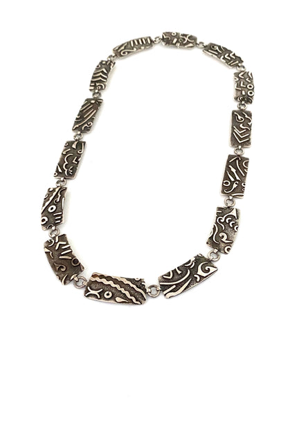 Peter Lawrence Canada vintage silver wide link postmodern necklace Canadian jewelry design
