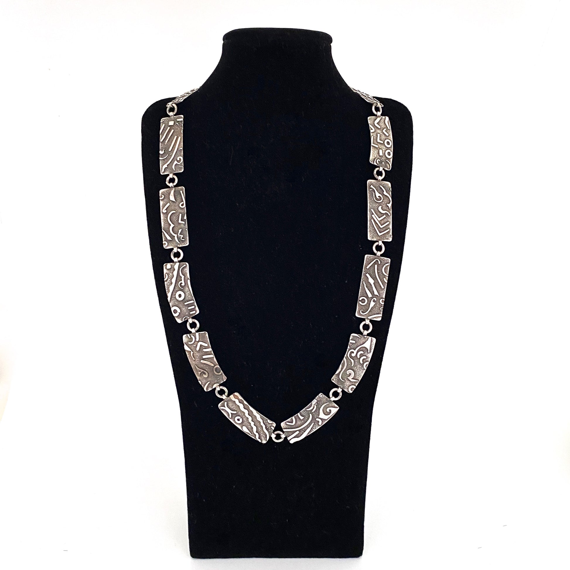 detail Peter Lawrence Canada vintage silver wide link postmodern necklace Canadian jewelry design