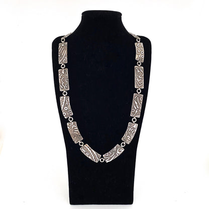detail Peter Lawrence Canada vintage silver wide link postmodern necklace Canadian jewelry design