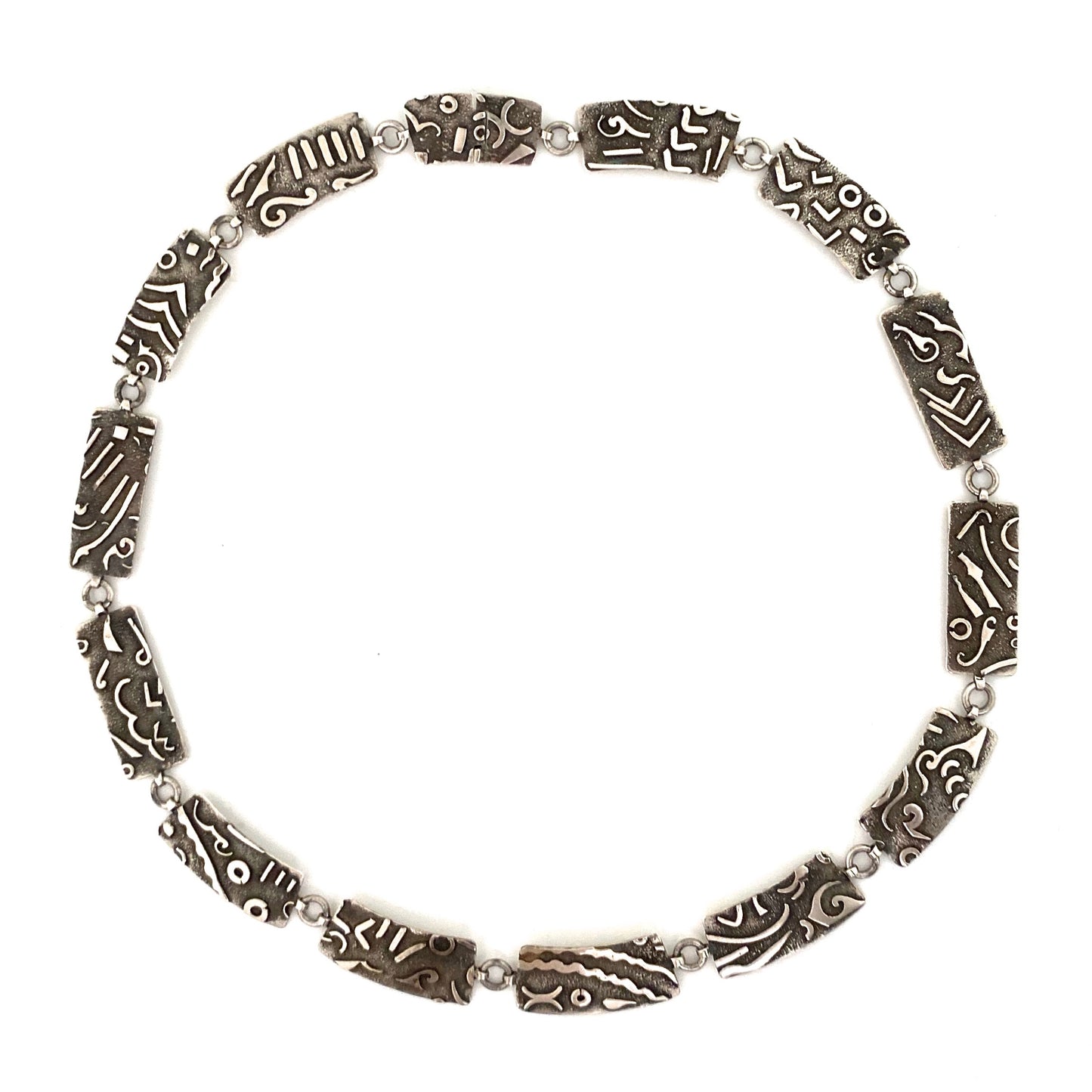 Peter Lawrence wide link postmodern silver necklace ~ studio made