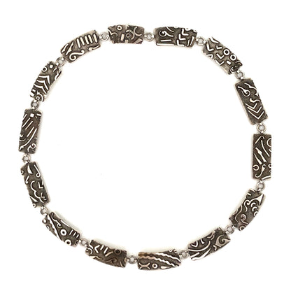Peter Lawrence wide link postmodern silver necklace ~ studio made