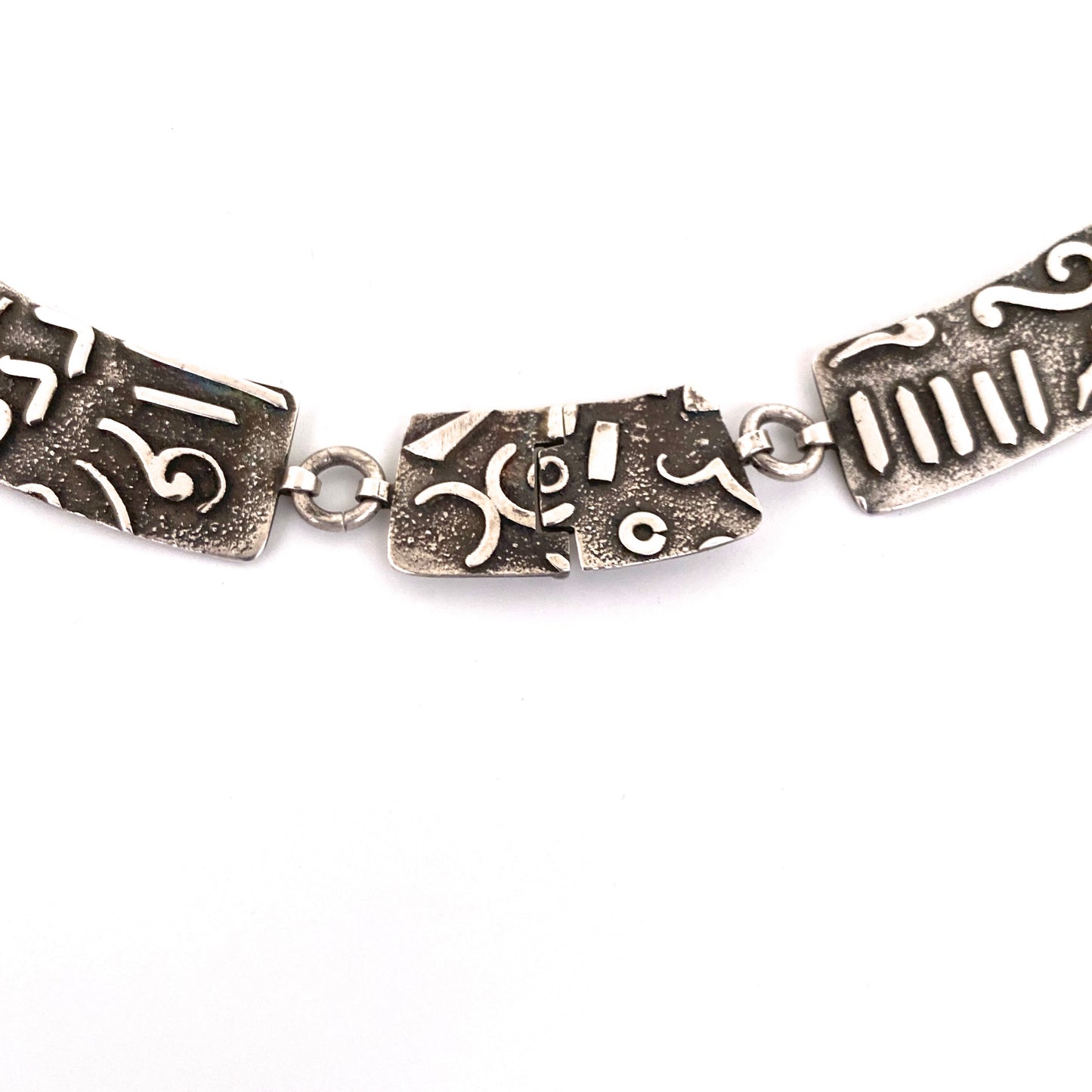Peter Lawrence wide link postmodern silver necklace ~ studio made