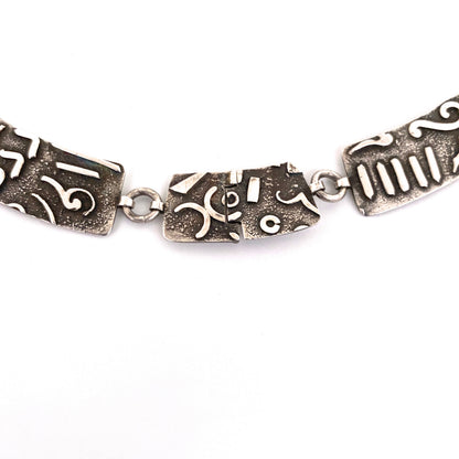 Peter Lawrence wide link postmodern silver necklace ~ studio made