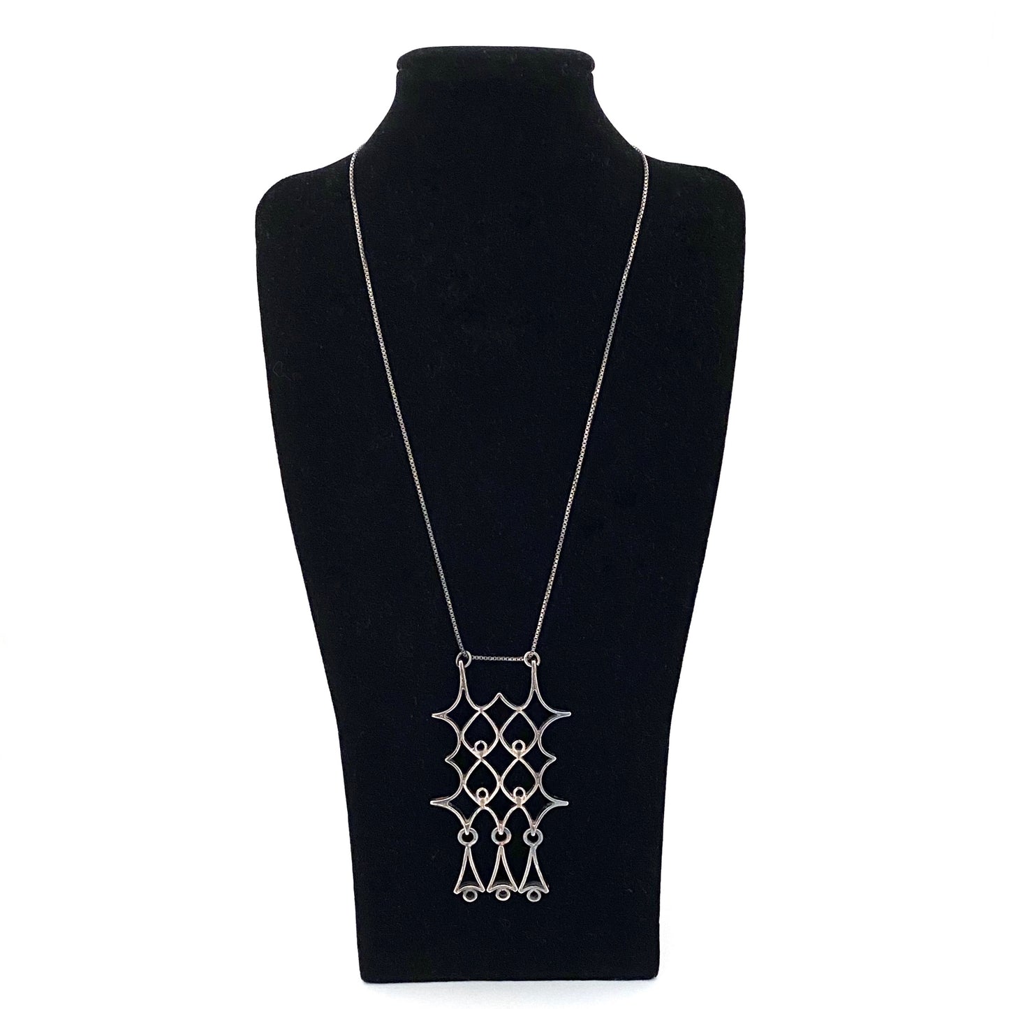 Pipa Niinimaki for Turun Hopea large kinetic silver pendant necklace ~ 1974