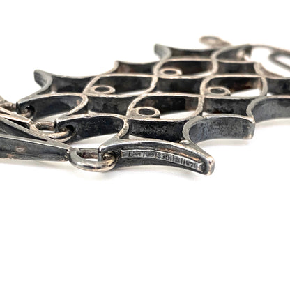 Pipa Niinimaki for Turun Hopea large kinetic silver pendant necklace ~ 1974