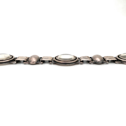 profile Poland vintage silver rock crystal panel link bracelet Modernist jewelry design
