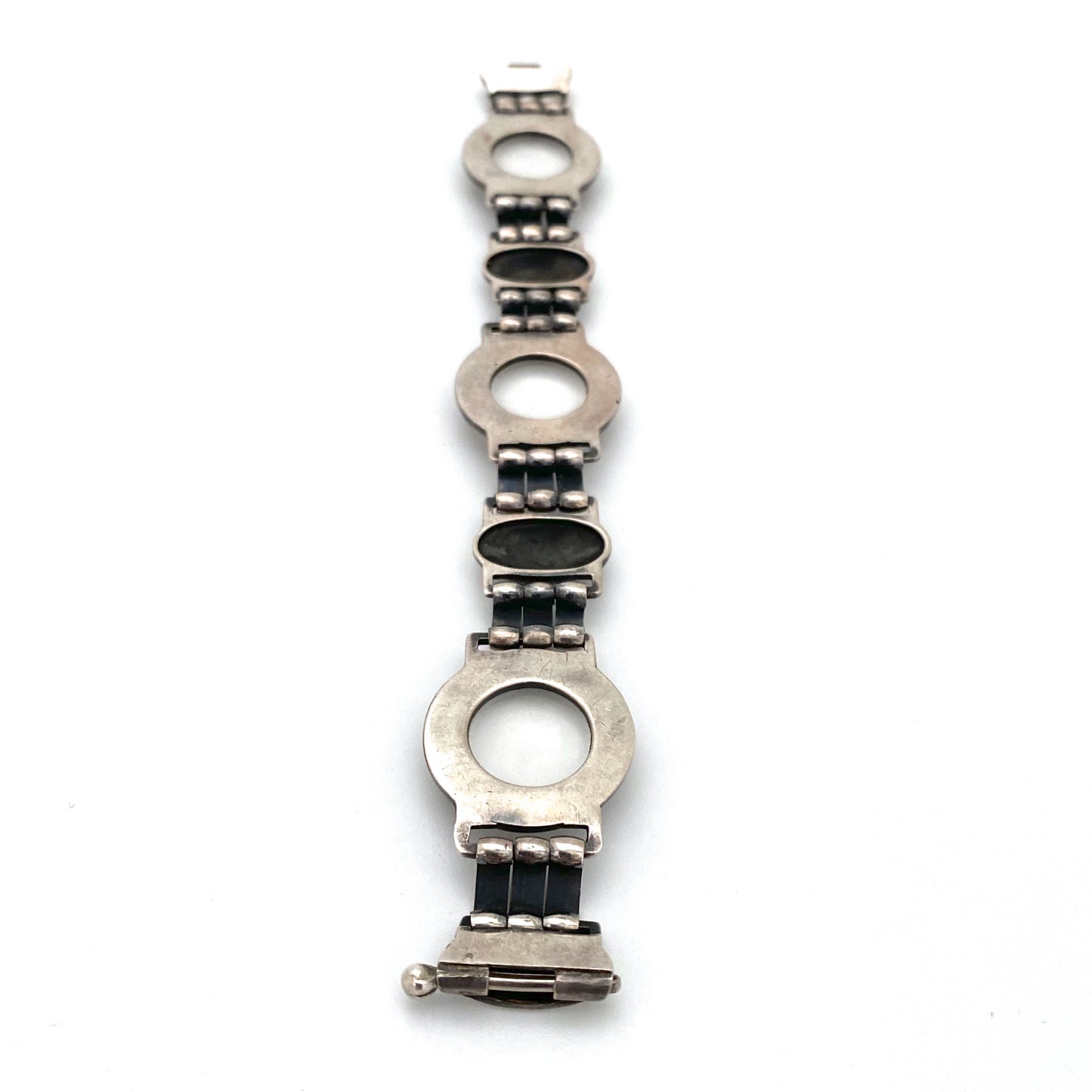 silver & rock crystal panel link bracelet ~ Poland