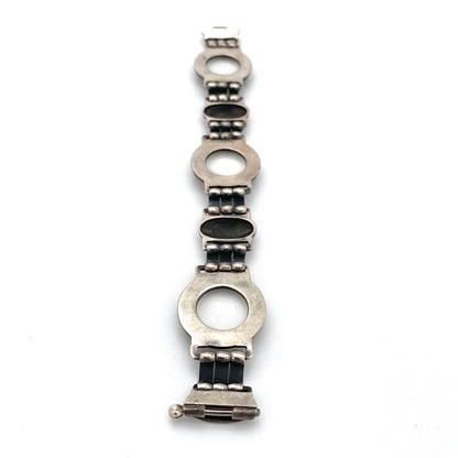 silver & rock crystal panel link bracelet ~ Poland