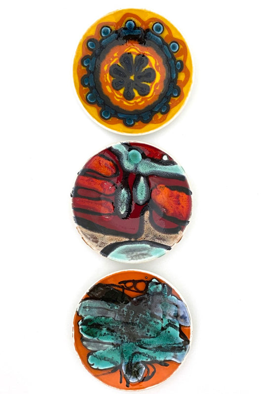 Poole Pottery England vintage Delphis plates set of three mid century Modernist design