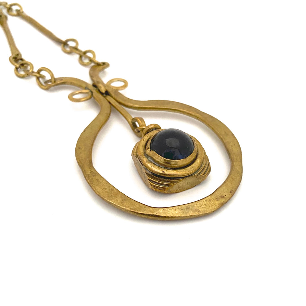 Rafael Canada brass & clear dark grey kinetic pendant necklace ~ unusu ...