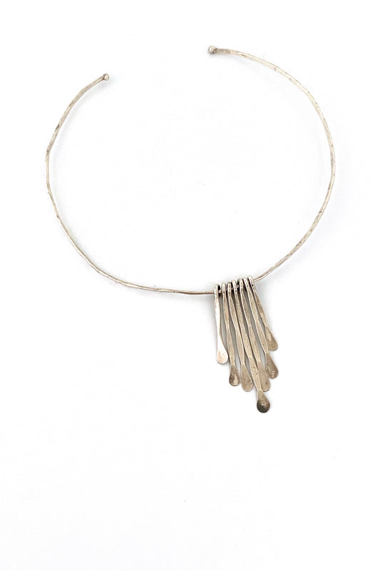 Rafael Alfandary Canada vintage sterling silver fringe choker necklace Canadian Modernist jewelry design