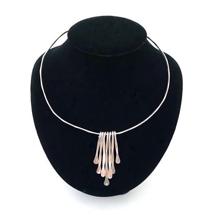 detail Rafael Alfandary Canada vintage sterling silver fringe choker necklace Canadian Modernist jewelry design