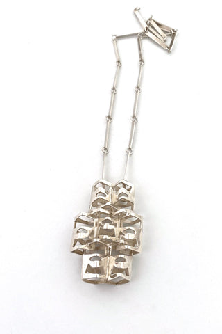 Rey Urban Age Fausing Denmark vintage silver large pendant necklace Scandinavian Modernist jewelry design
