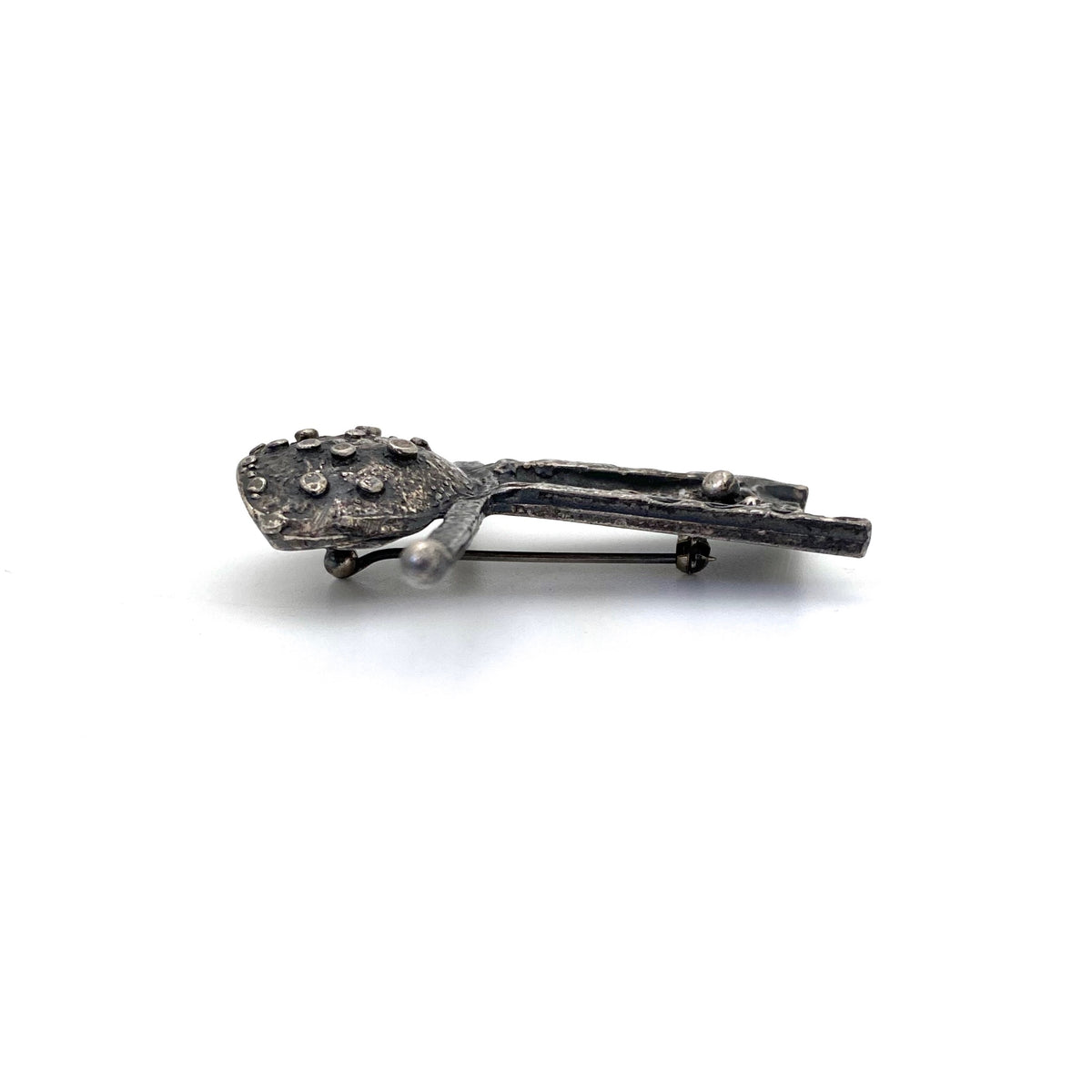 Robert Larin brutalist pewter abstract person brooch