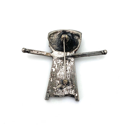 Robert Larin brutalist pewter abstract person brooch