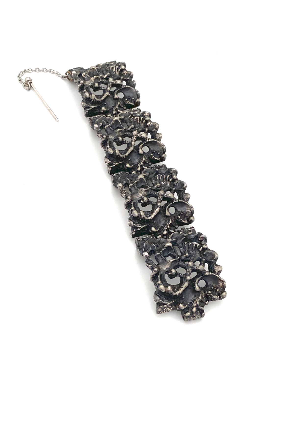 Robert Larin Canada vintage brutalist pewter chunky link bracelet Canadian Modernist jewelry design