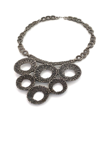 Robert Larin large brutalist pewter bib necklace