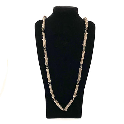 Robert Larin brutalist pewter long link chain necklace