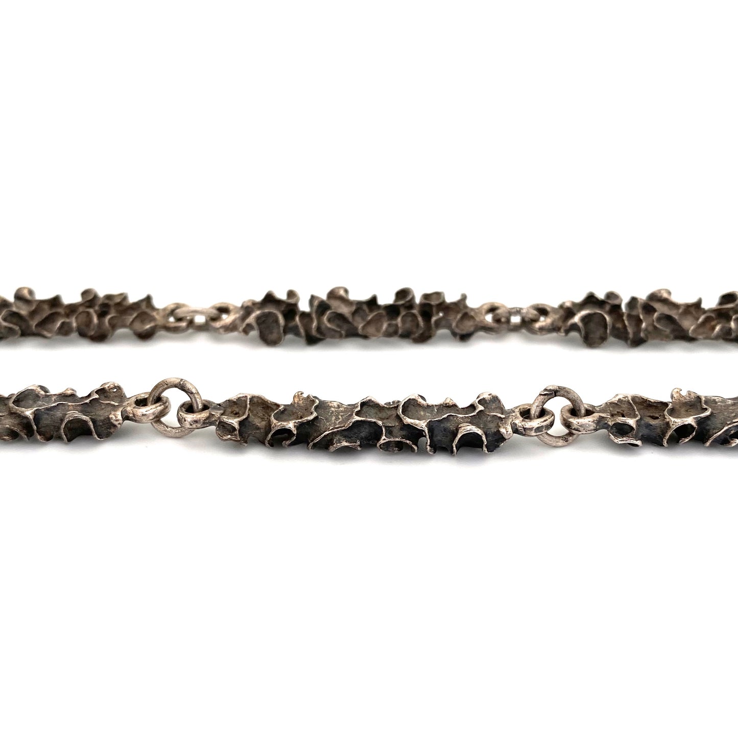 Robert Larin brutalist pewter double sided long link chain