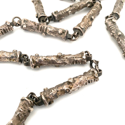 Robert Larin brutalist pewter long link chain necklace