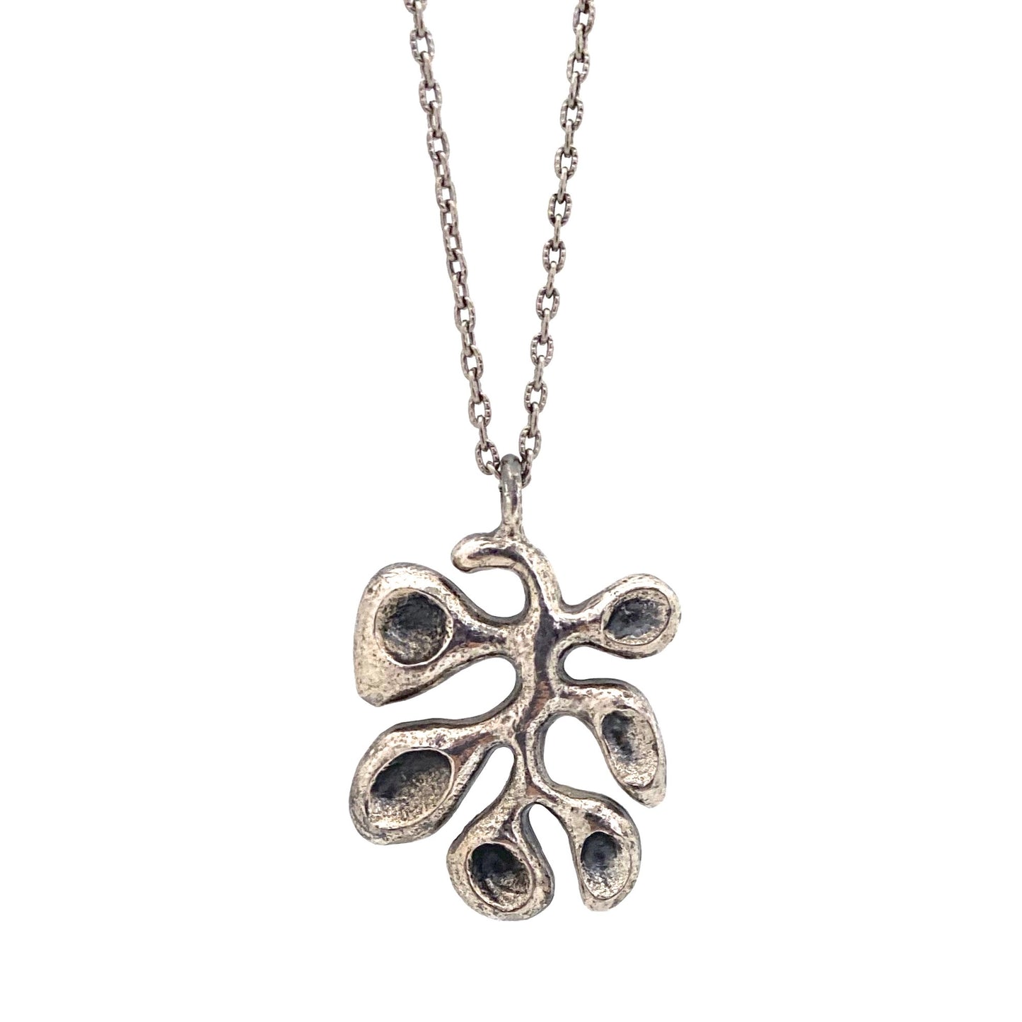 detail Robert Larin Canada vintage brutalist pewter pendant necklace Canadian Modernist jewelry design