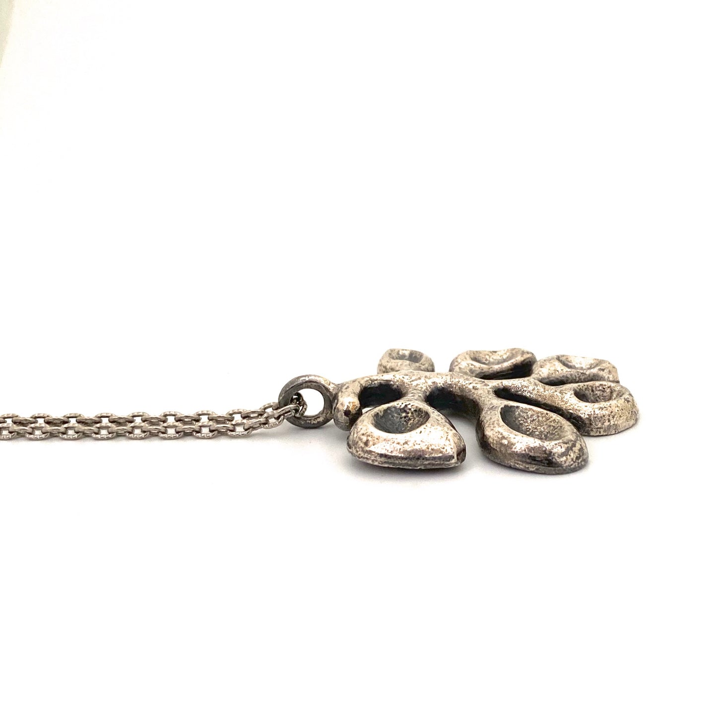 profile Robert Larin Canada vintage brutalist pewter pendant necklace Canadian Modernist jewelry design