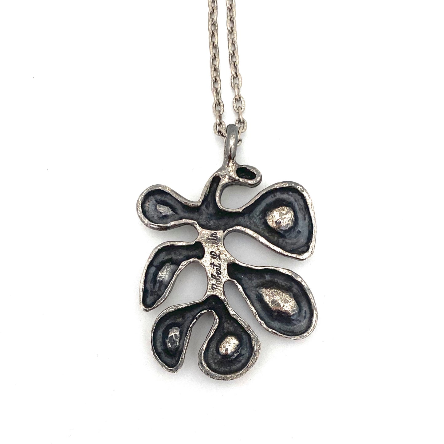 Robert Larin brutalist pewter pendant necklace
