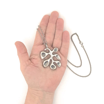 scale Robert Larin Canada vintage brutalist pewter pendant necklace Canadian Modernist jewelry design