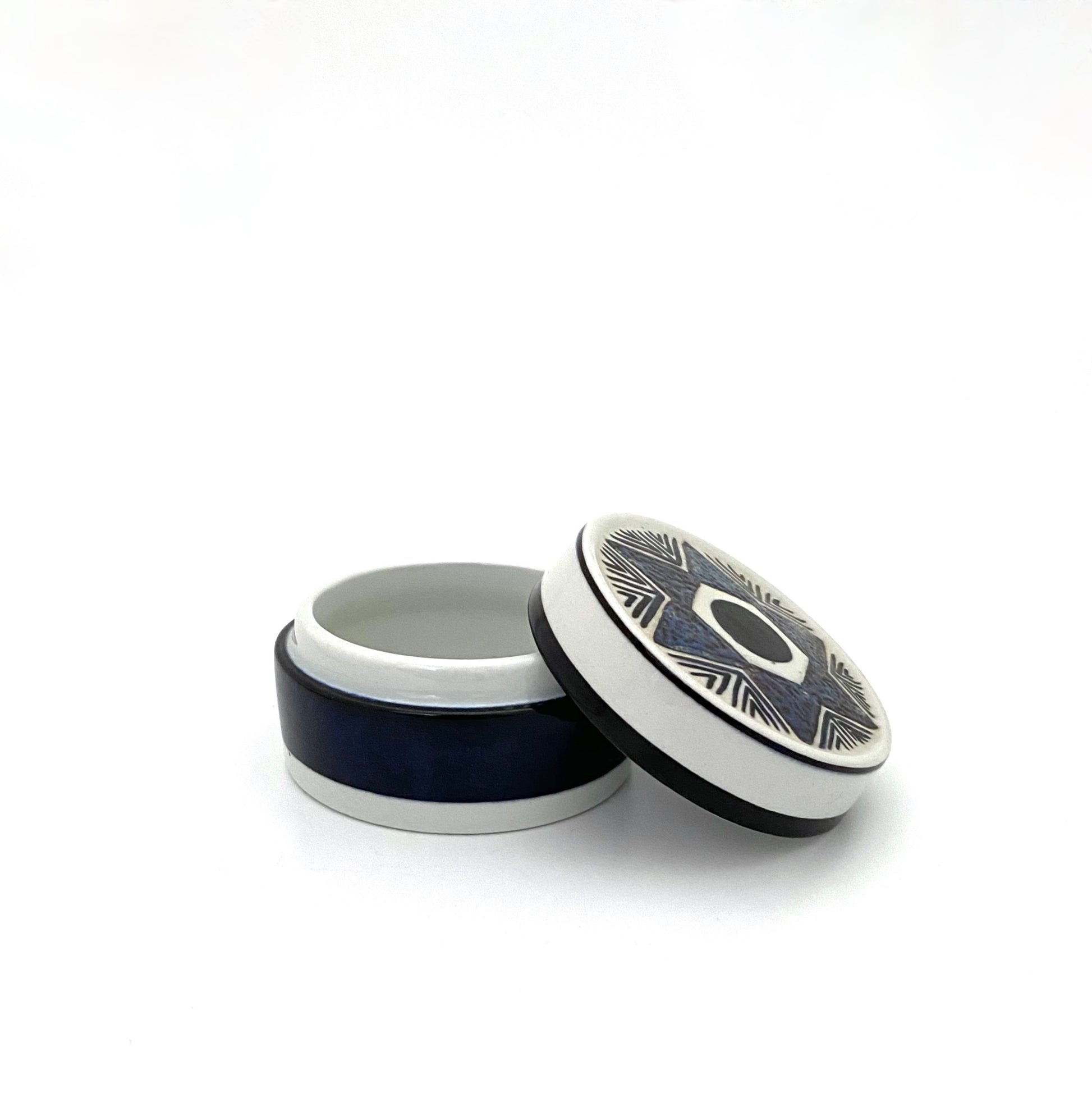 detail Royal Copenhagen Denmark vintage ceramic lidded box Inge-Lise Koefoed Scandinavian Modernist design