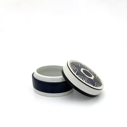detail Royal Copenhagen Denmark vintage ceramic lidded box Inge-Lise Koefoed Scandinavian Modernist design